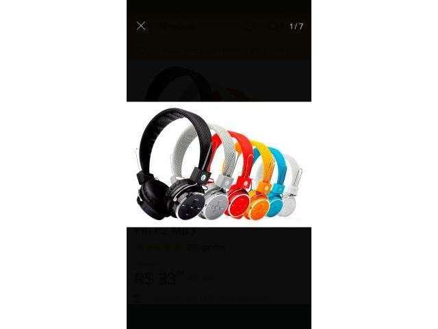 Fone Ouvido Headphone Sem Fio Bluetooth Micro Sd Fm P2 B