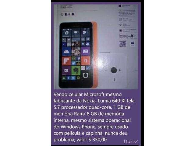 Vendo cel lumia 640xl 200,00